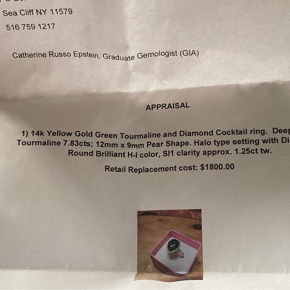 14K DIAMOND GREEN TOURMALINE RING 9 - Picture 11 of 11